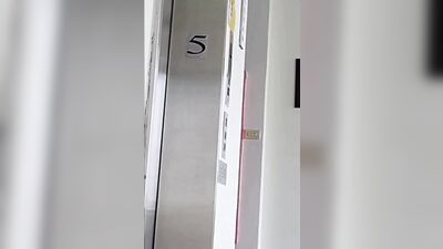 Half naked in elevator !! Exhibitionist Gina cum huge load at school