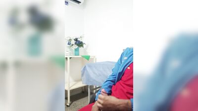 The doctor masturbates until he finishes