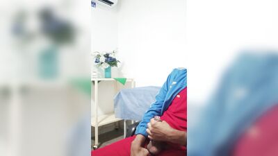 The doctor masturbates until he finishes
