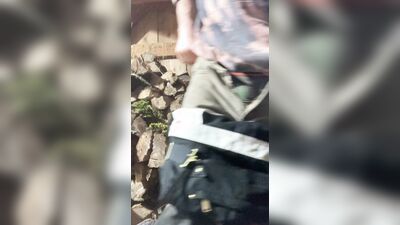 Farmhand Cums on belly Wipes off with Moss