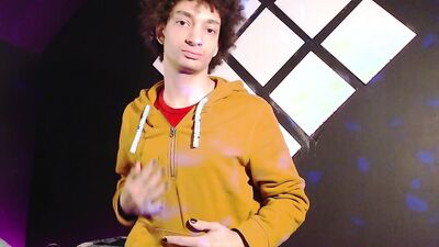 Cute enby strips and plays with cock