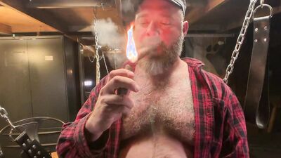Daddy Kurt is Smoking & Stroking in the Garage Sling #2