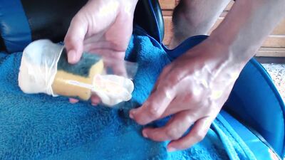 I cum very delicious with this homemade toy I just made - pocket pussy