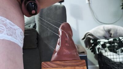 Sissy Crossdresser takes huge Big Daddy Dildo and Stretches Ass