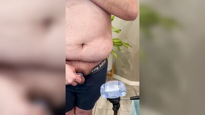 I talk dirty while fucking my Fleshlight hands free using a tripod, cumshot at the end