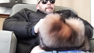 Slow Edging with Fox Fur Fleshlight and Hat