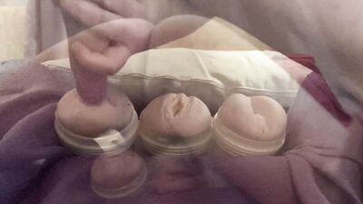 Big hard cock fucks fleshlights, creampie and likking cum out of hole