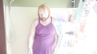 Sissy Femboy Shower Dance Blues in Purple girl's dress Hot Wet and Wild Foxy Peg My Ass!
