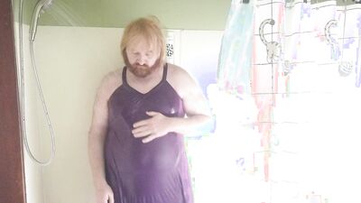 Sissy Femboy Shower Dance Blues in Purple girl's dress Hot Wet and Wild Foxy Peg My Ass!
