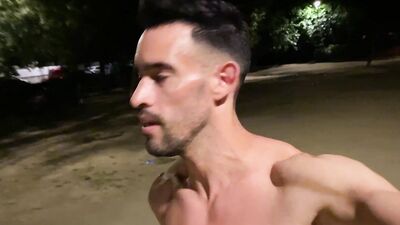 Crazy naked walk at night. Risky public nudity