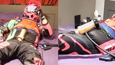 Moto biker milked while watching VR porn