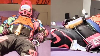 Moto biker milked while watching VR porn