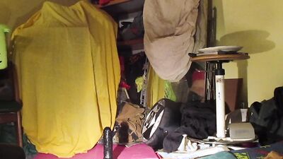 Femboy cums lik e a girl humping that 21 cm big thick dildo