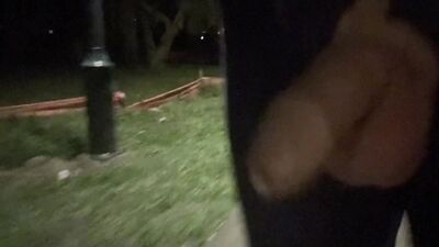 Heading out to the park nude to take a piss and flash cock