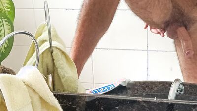 I went into the club bathroom and gave a hot handjob with my finger in my ass, very horny