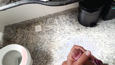 I went into the club bathroom and gave a hot handjob with my finger in my ass, very horny