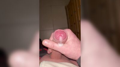 Guy masturbating and cumming on camera close-up