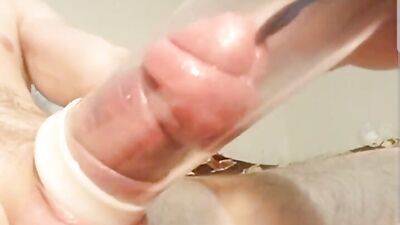 Pump my big urethral sounding cock with vacuuming