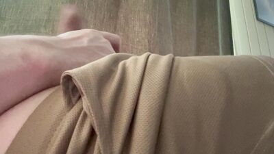 Jerking off.