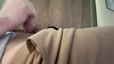 Jerking off.