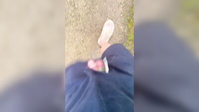 Left clothes and cum after a long walk naked