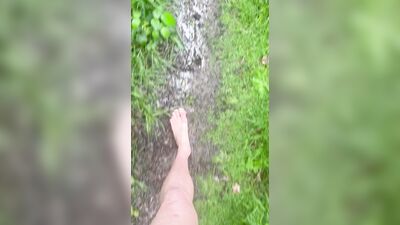 Left clothes and cum after a long walk naked