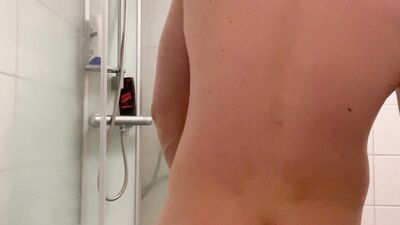 Taking a shower after morning’ jerking off.