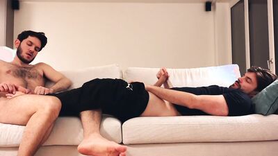 Massaging my friend’s beautiful feet and jerking off together