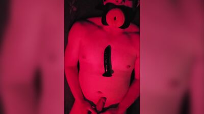 Gagging pussy mouth, AspMuslceSub cums from nipple play and ball massage alone