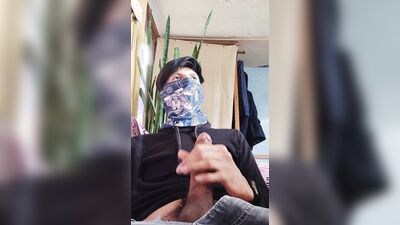 I masturbate my cock and end up cumming, with a porn.