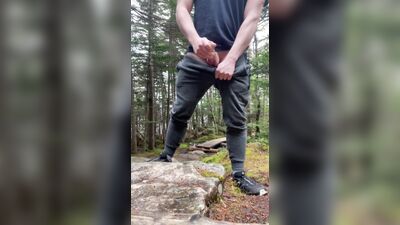 Jerking off on public hiking trail