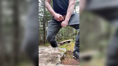 Jerking off on public hiking trail