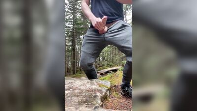Jerking off on public hiking trail