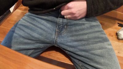 Long Edge in Jeans Drenching My Cock in Cum!