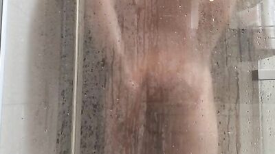 Anal play in shower dildo show