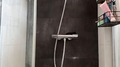 Anal play in shower dildo show