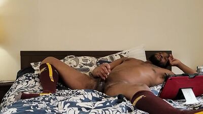 Jerk off in college gear! Big cum shot at the end!!