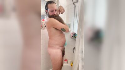 Hairy Bearded Bear Showering