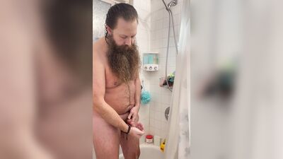 Hairy Bearded Bear Showering