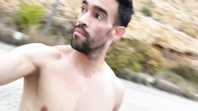 Very risky naked hiking