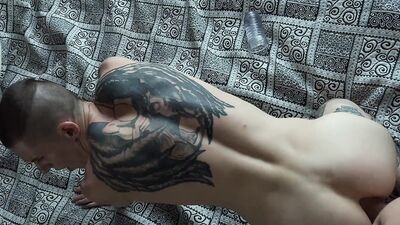 The stepfather caught his stepson jerking off and got excited because he had to fuck the guy’s ass -