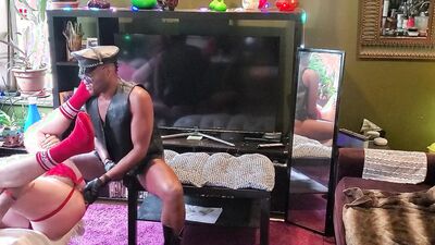 LEATHER FUCK! BBC leather guy fucks bear and cums on him