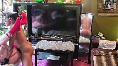 LEATHER FUCK! BBC leather guy fucks bear and cums on him