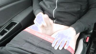 When it snows, I jerk my hard cock in the car, try out a condom, and finger my ass.