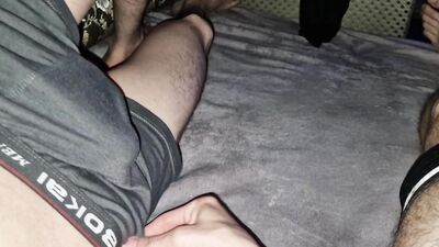 Stranger in cum continues to devour my cock with his ass !