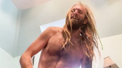 juicy ass dildo play, jerks big dick, eats cum