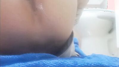 Self fuck, anal games, accidental creampie