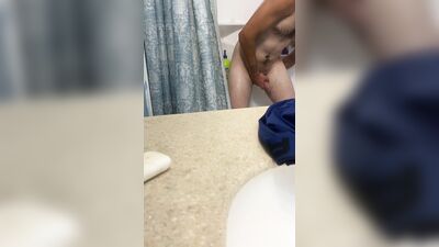 Having fun in the bathroom