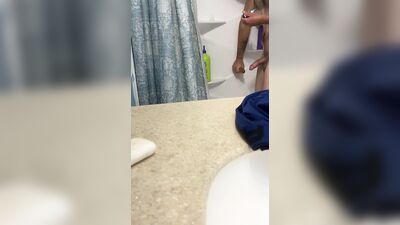 Having fun in the bathroom