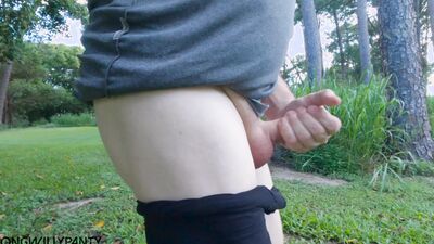 Amateur straight guy public dare with his uncut cock hanging out and on display